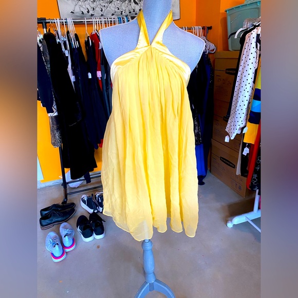 Bebe yellow halter dress! - Picture 1 of 8